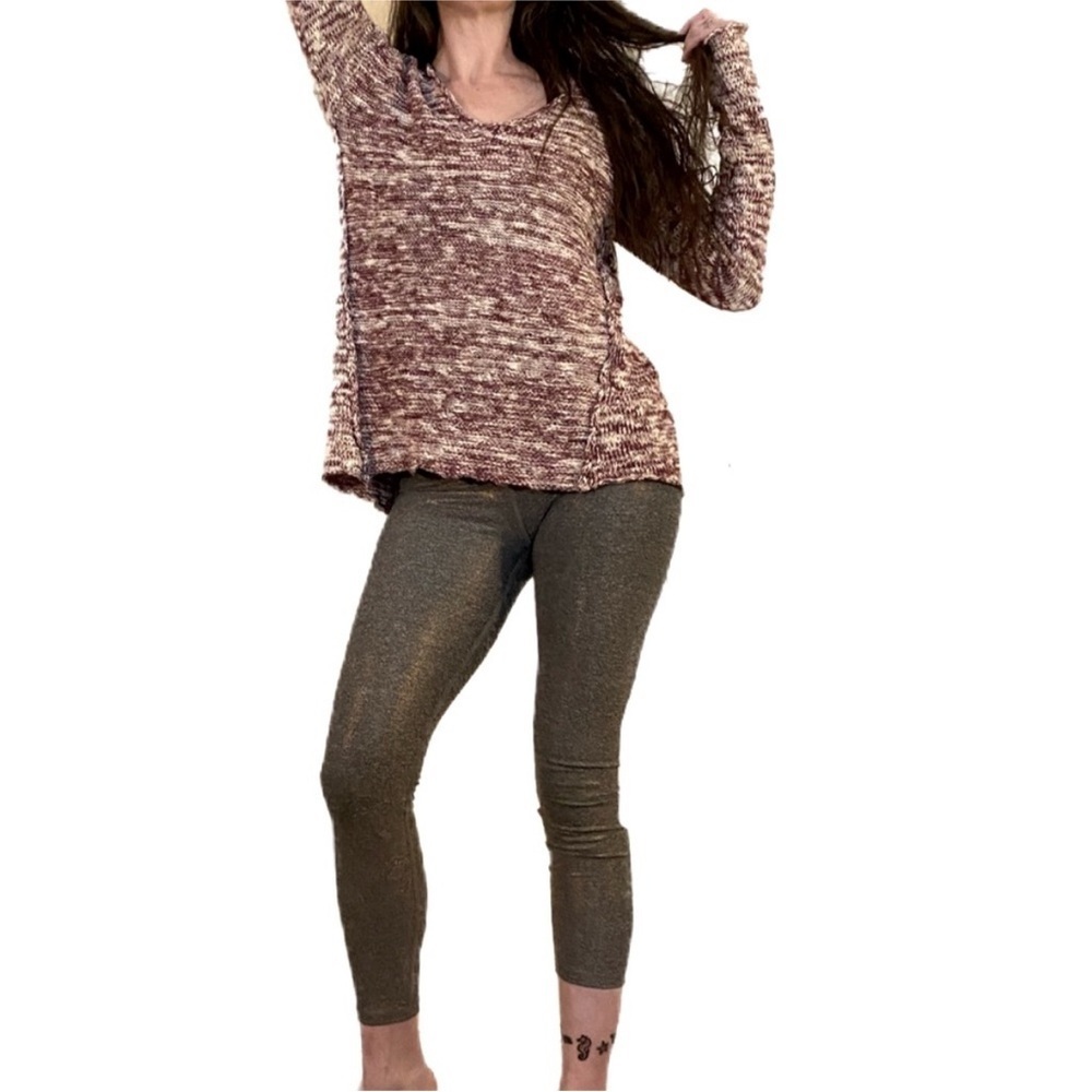 Michael Stars Burgundy/white split back sweater